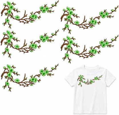 Cherry Blossom Embroidered Iron-On Patch