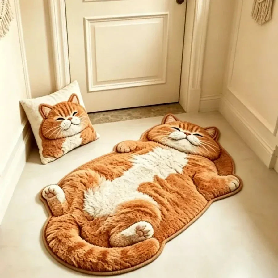 Tabby Cat Shaped Rug