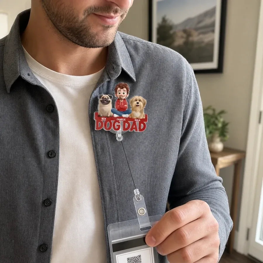 Personalized Best Dog Dad Ever Acrylic Badge Reel