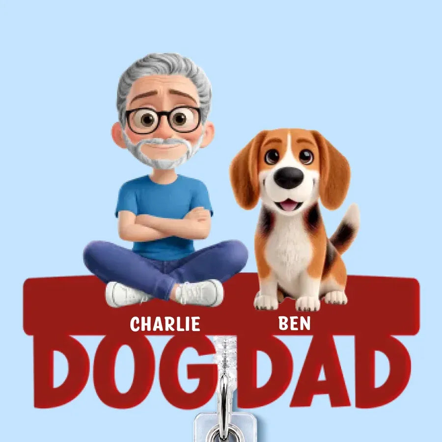 Personalized Best Dog Dad Ever Acrylic Badge Reel