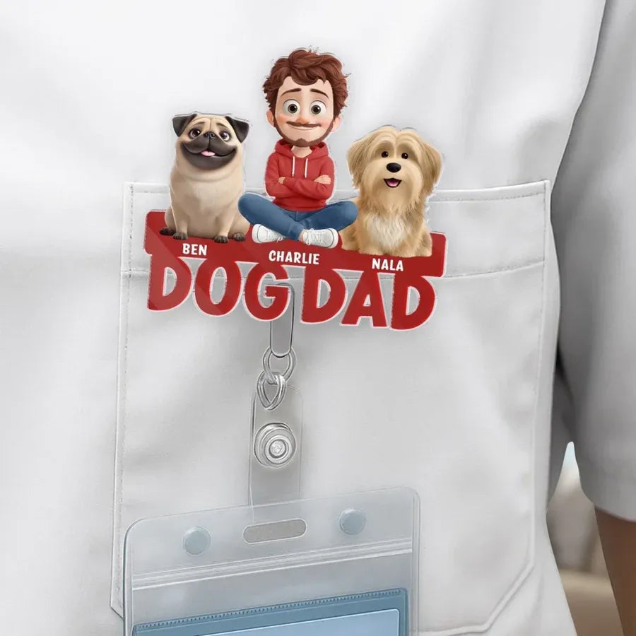 Personalized Best Dog Dad Ever Acrylic Badge Reel