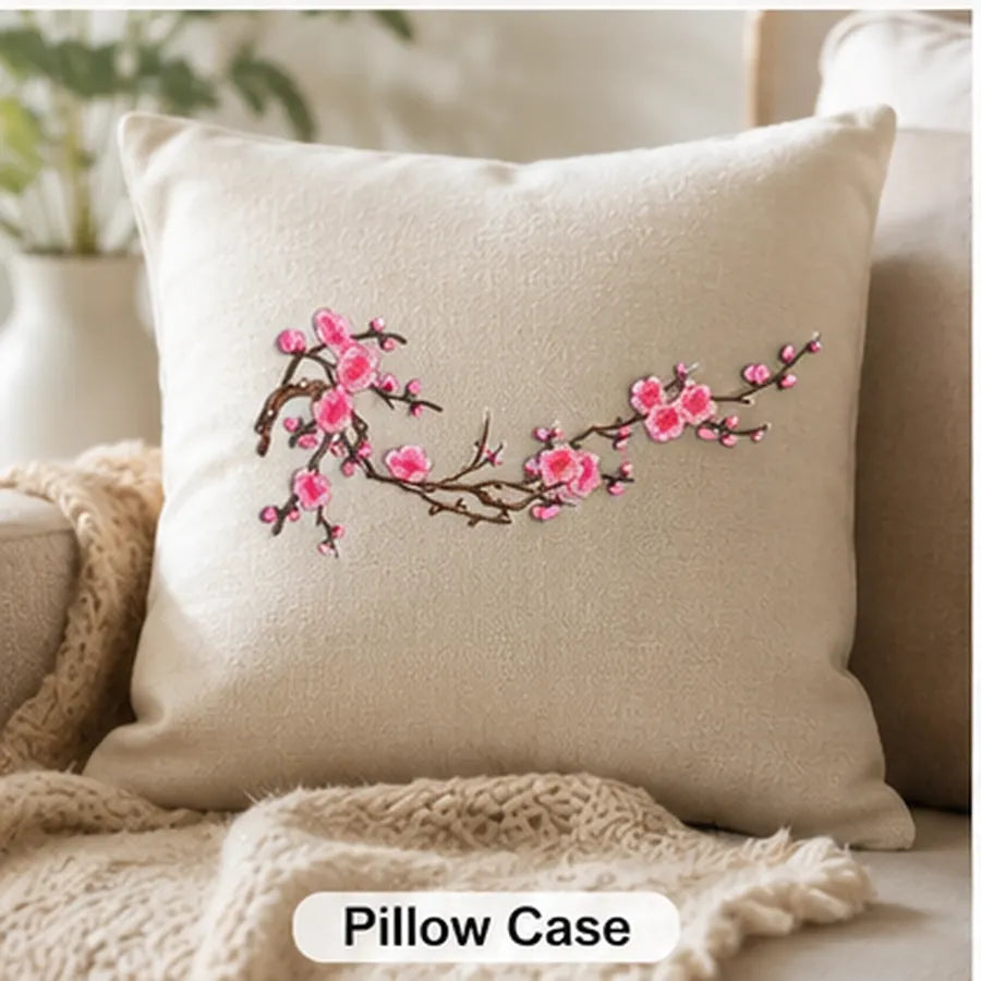 Cherry Blossom Embroidered Iron-On Patch