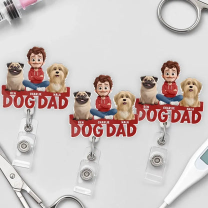 Personalized Best Dog Dad Ever Acrylic Badge Reel