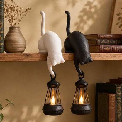 Cat Hook Bookshelf Lantern Light