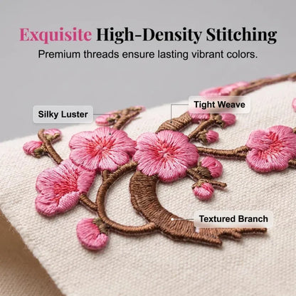 Cherry Blossom Embroidered Iron-On Patch