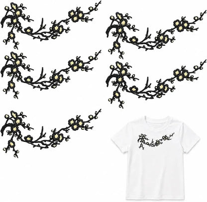 Cherry Blossom Embroidered Iron-On Patch