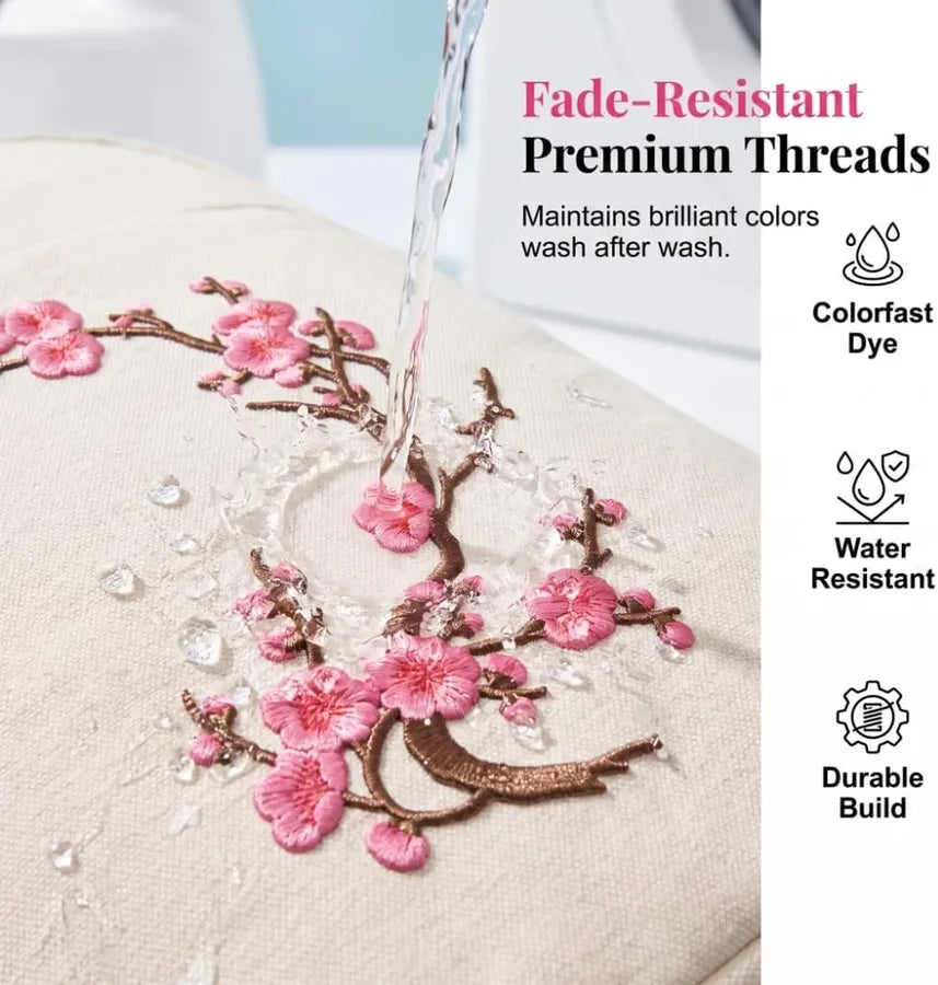 Cherry Blossom Embroidered Iron-On Patch