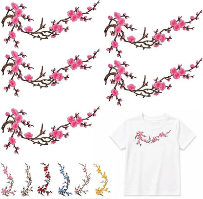 Cherry Blossom Embroidered Iron-On Patch