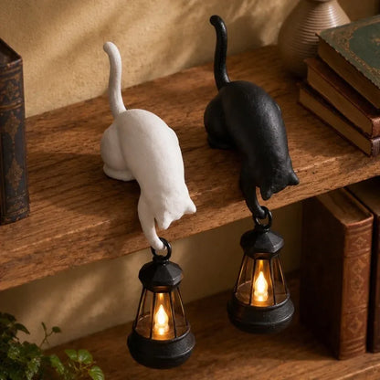 Cat Hook Bookshelf Lantern Light
